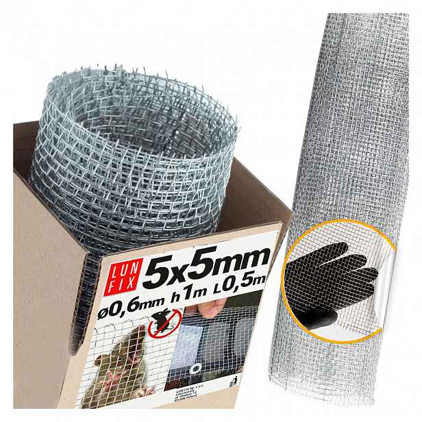 Nerezová jemná filtrační síťka na síta proti hmyzu 5 x 5 mm fi0,6 mm