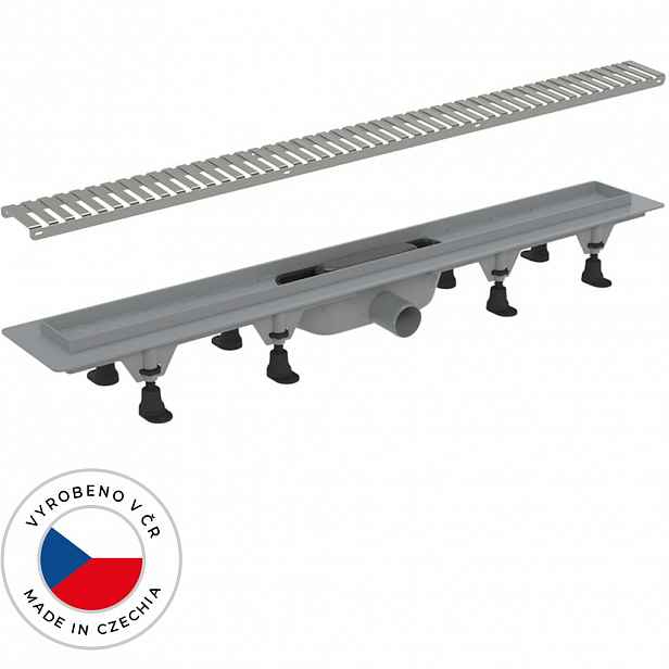 Sprchový odtokový žlab, sifon gravitační klapka - plast - DN50 - nerez - 92 cm