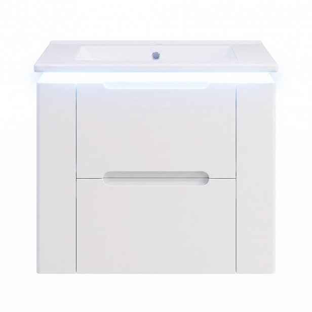 Urban Meuble KOUPELNOVÁ SKŘÍŇKA S UMYVADLEM Bílá závěsná LED 61 cm