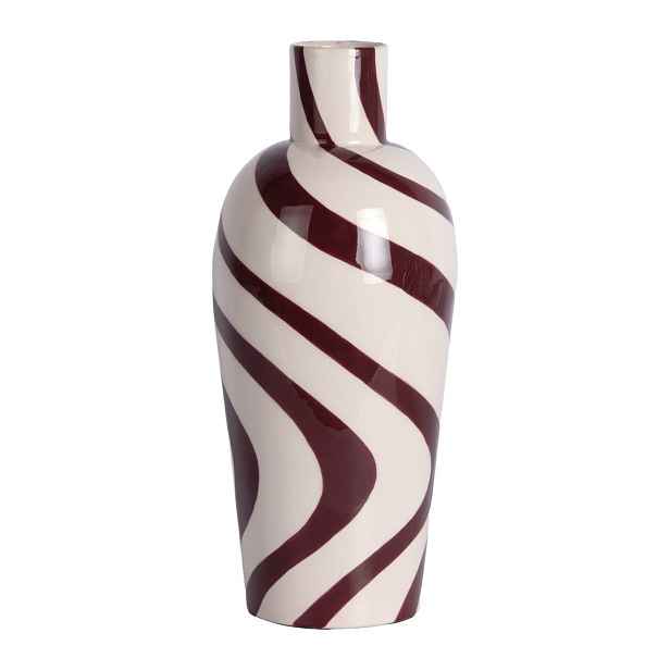 Vínová/bílá ocelová váza (výška 30 cm) Dublin Swirl – PT LIVING