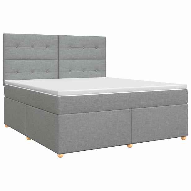 vidaXL Postel boxspring s matrací Světle šedá 180 x 200 cm Textil