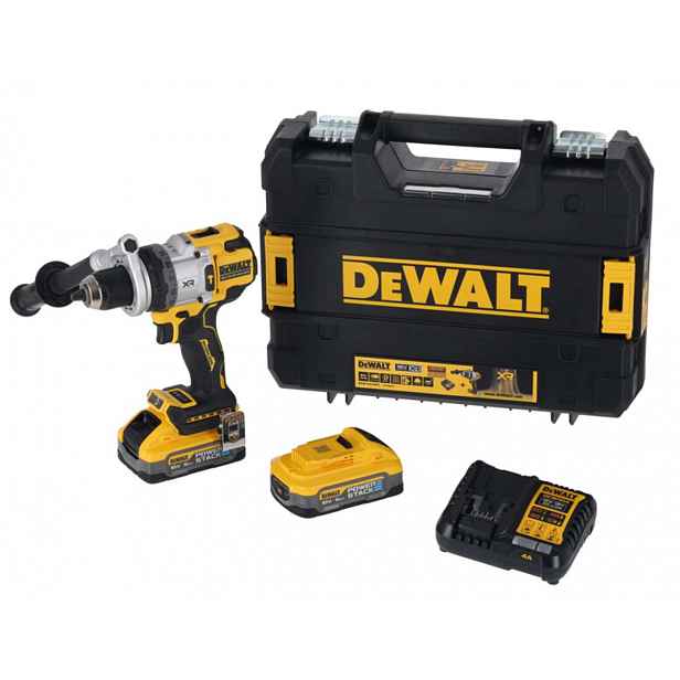 DeWALT - 18V AKU vrtačka s příklepem, 2x aku 5,0 Ah XR POWERSTACK, nabíječka DCD1007H2T