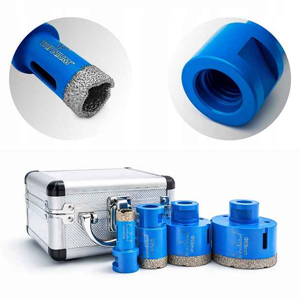 Korunkový Vrták s diamantovou korunkou na dlažbu, sada 20-68 mm M14 Titanium