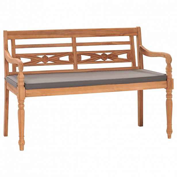 vidaXL Lavice Batavia s tmavě šedou poduškou 120 cm masivní teak