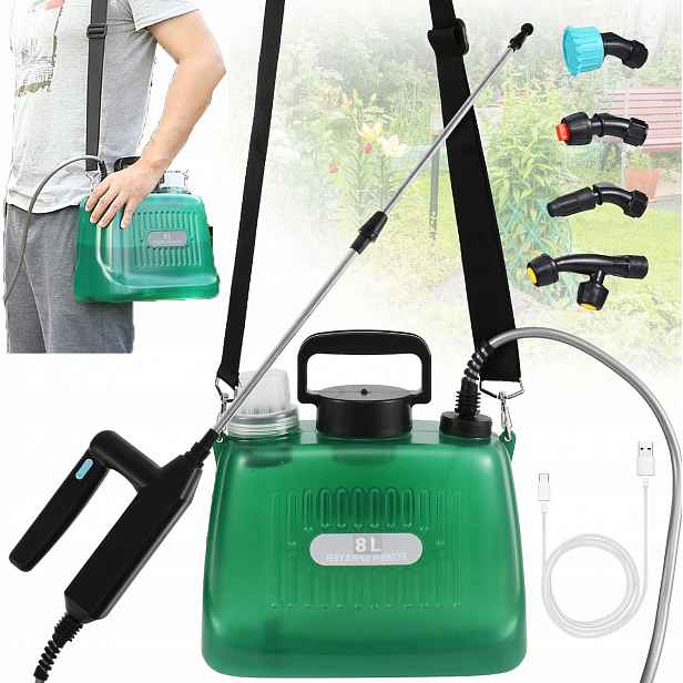 Elektrický Akumulátorový Postřikovač 8L Teleskopický 81cm S 4 tryskami 2Ah