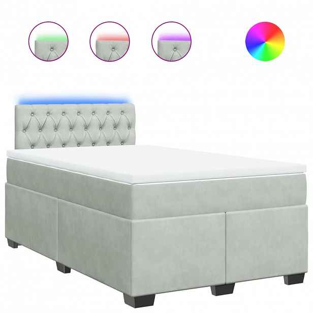 vidaXL Box spring postel s matrací světle šedá 120 x 200 cm samet