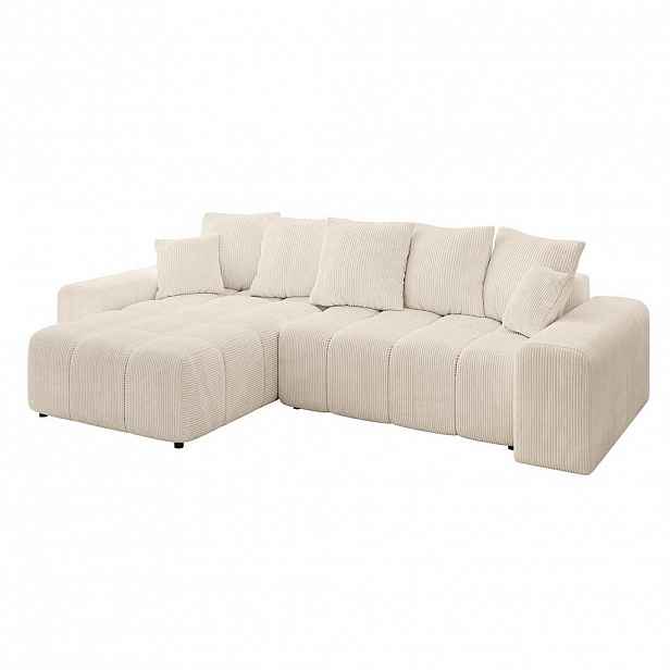 ALTDECOR ROHOVÁ SEDACÍ SOUPRAVA s otomanem vlevo ENIL-L 297x189x68 béžový manšestr