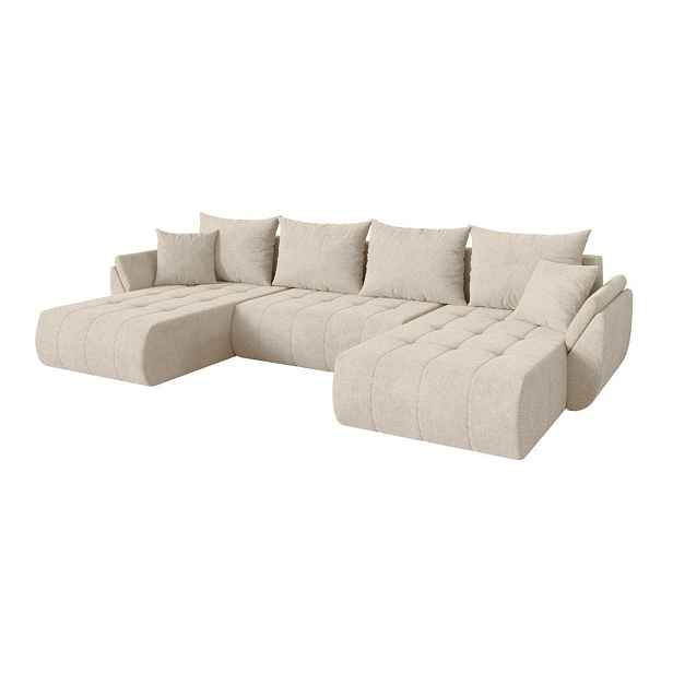ALTDECOR SEDACÍ SOUPRAVA DO U s funkcí spaní a úložným prostorem TOKO-U 378x194x86 krémová velur
