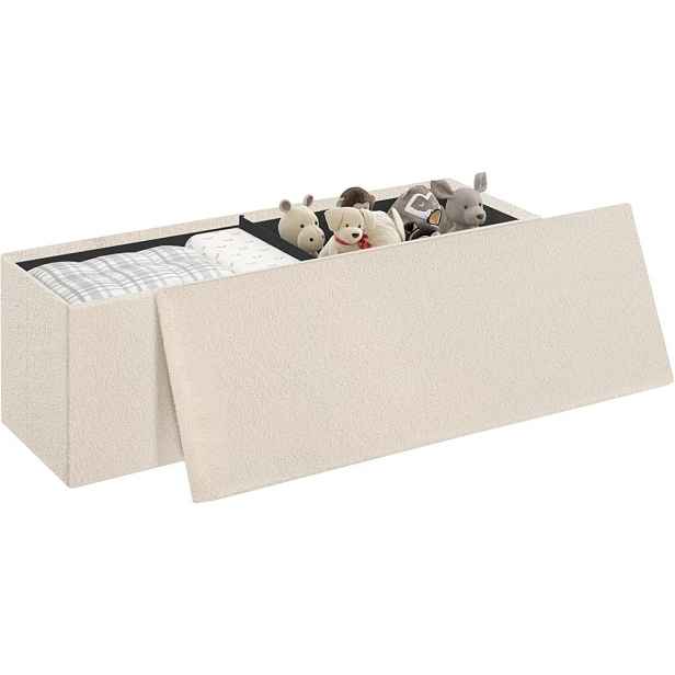 Esituro Taburet Ottoman Úložný Box Béžový Teddy 110 X 38 X 38