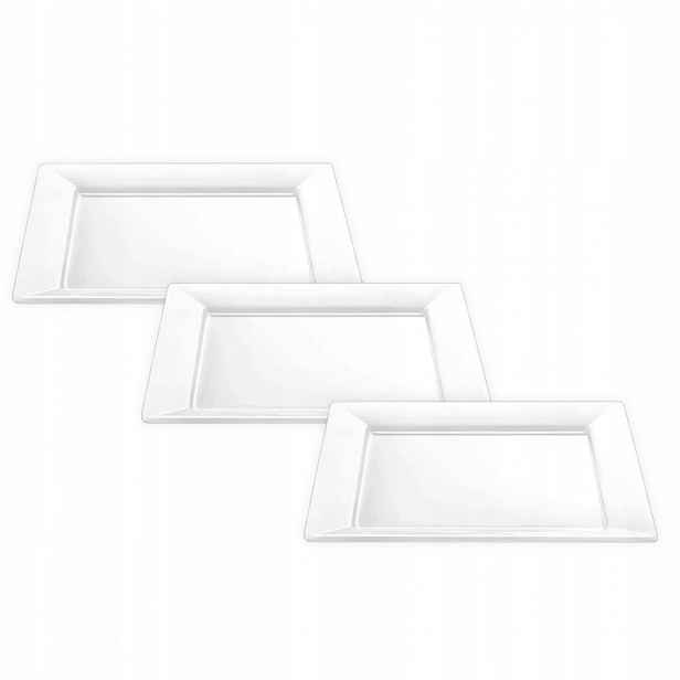 Jídelní talíř 25x25 cm z bílého porcelánu Wilmax čtvercový, mělký, 3 ks