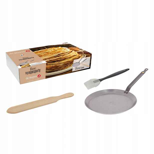 Sada na palačinky de Buyer pánev 26 cm ocel uhlíková špachtle štětec