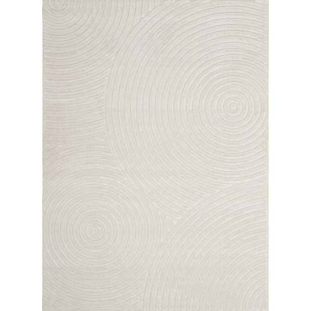 Koberec bílý do obývacího pokoje, moderní vyřezávaný geometrický vzor 80x150 cm