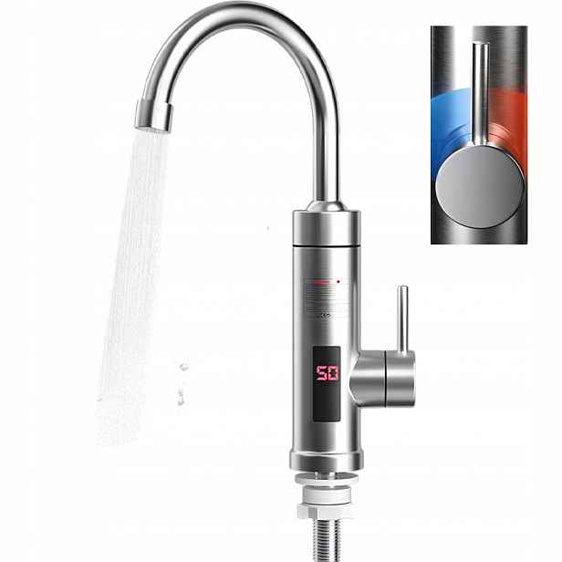 Průtokový Elektrický Ohřívač Vody Flex, Otočný Kohoutek 3000W 60°C