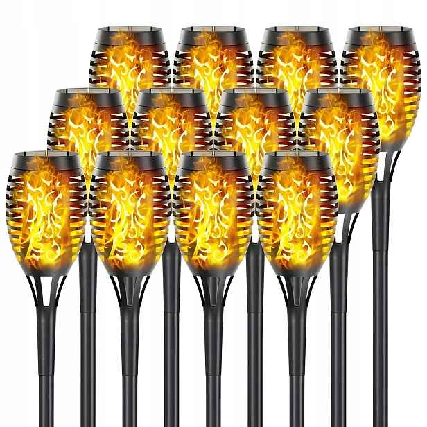 12 x Solární Zahradní Lampa Pochodeň Led Lampa Zapichovací 50 cm Set