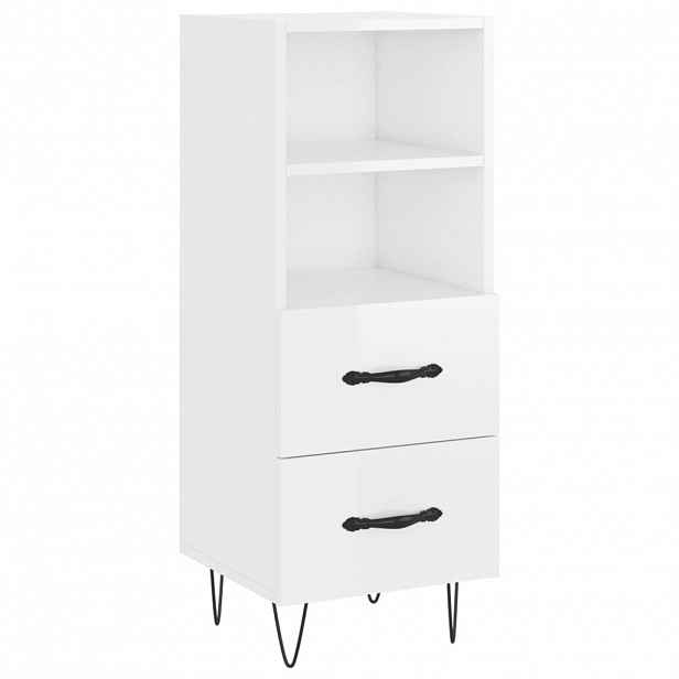 vidaXL Příborník bílý s vysokým leskem 34,5x34x90 cm kompozitní dřevo