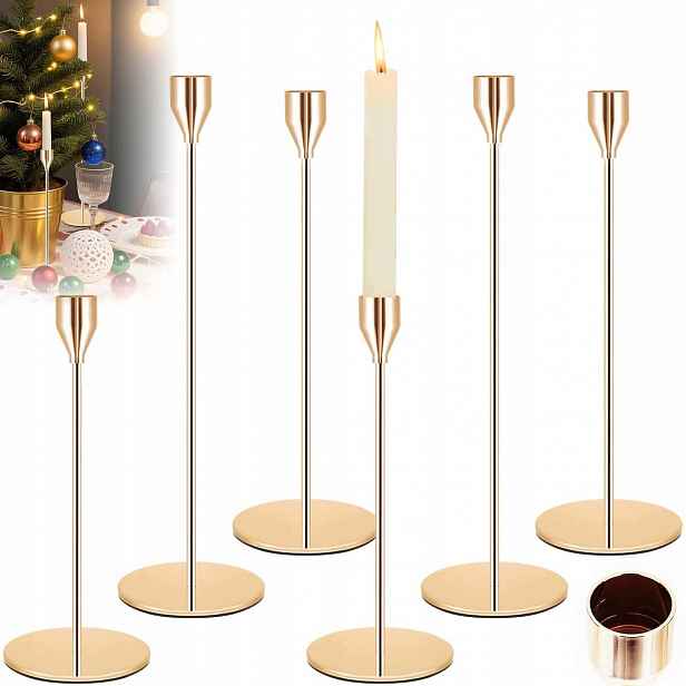Zlaté Glamour Svícny 6 Ks Elegantní Dekorace Do Obývacího Pokoje Na Stůl