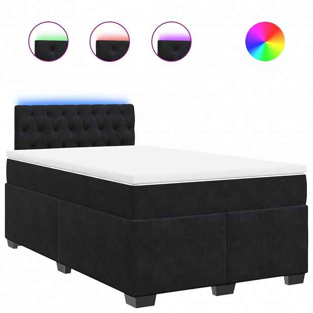 vidaXL Box spring postel s matrací černá 120 x 200 cm samet