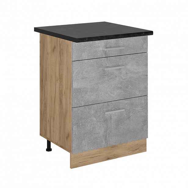 Vicco SPODNÍ SKŘÍŇKA KUCHYŇSKÉ LINKY R-Line Beton 60 cm se zásuvkami, PD Antracit