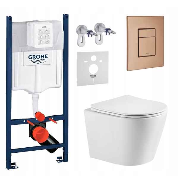 Wc sada Grohe Rapid s mísou Elanta tlačítko kartáčovaná měď