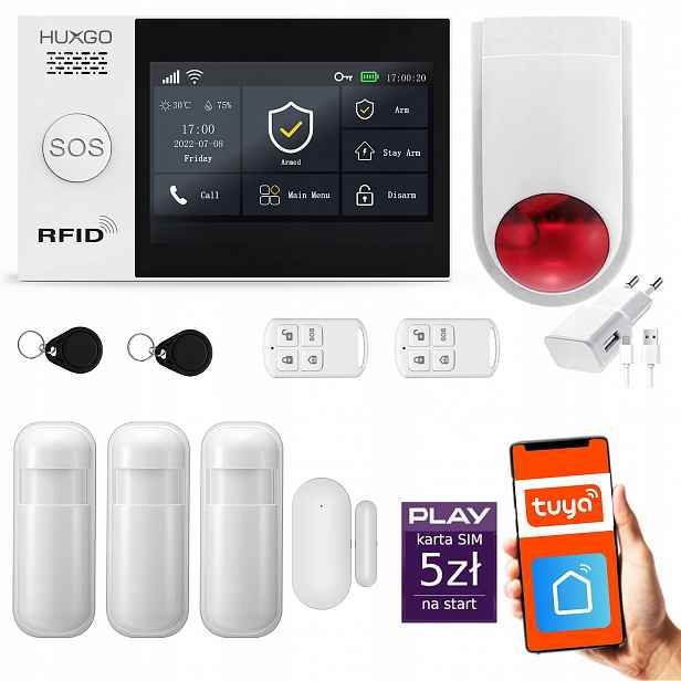 Bezdrátový alarm WiFi Gsm 4G, Tuya, sada alarmu Huxgo HXA007 R3WS