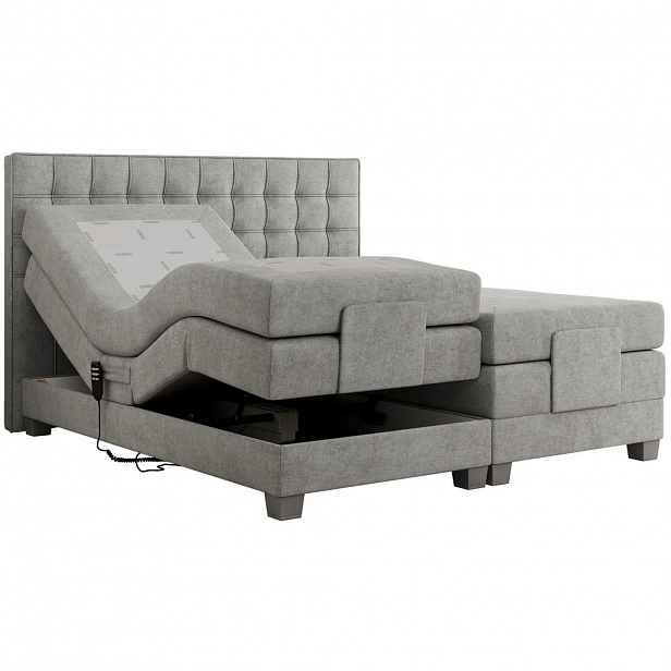 MKS POSTEL BOXSPRING ELEKTRO 140/200 - Světle šedá Strukturovaná látka - H3