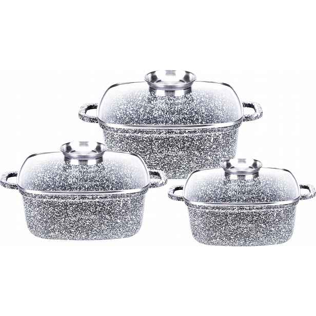 Sada Hrnců Aluminium 6 ks Mramorové Hrnce 20 24 28 cm Masterpan MP-2151