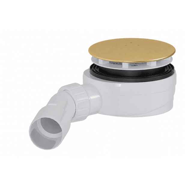Sifon ke sprchové vaničce 90 mm DN40/DN50 SAT Aurum 12,1 cm, zlatý matný, plast SATESLIM90BG