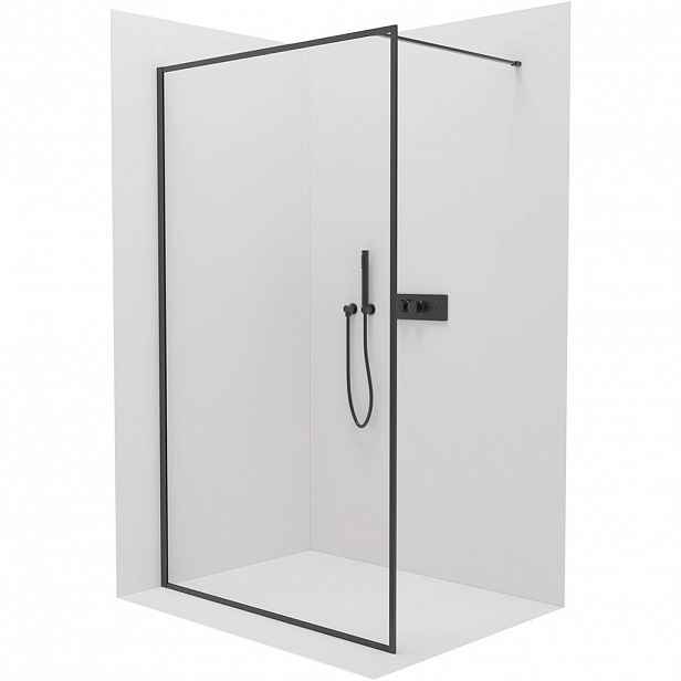 Sprchová zástěna Walk-in Moreli L/P - 8 mm - černá matná, transparentní sklo - 160x200 cm