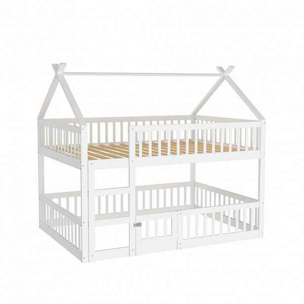 STILVORA PALANDA 140/200 cm, bílá, se schody a bezpečnostním oplocením, loftový design