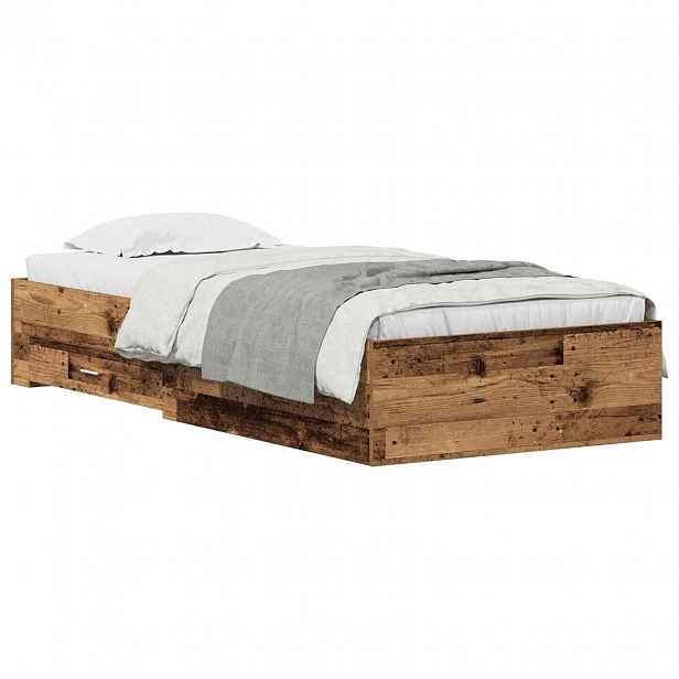 vidaXL Rám postele Staré dřevo 90 x 190 cm Kompozitní dřevo