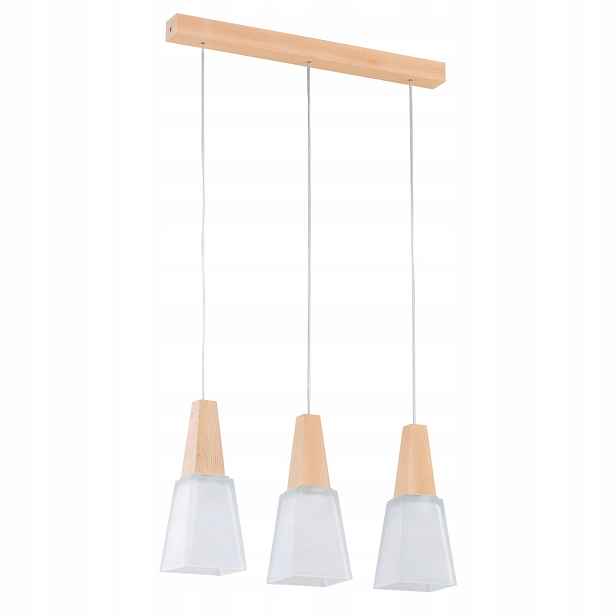 Závěsná lampa Alfa Morina 3xE27 15W dřevěná, světlé dřevo, bílá