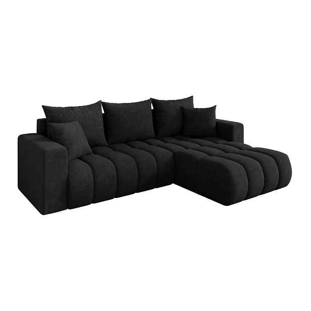ALTDECOR ROHOVÁ SEDAČKA s funkcí spaní, otoman vpravo MILA-L-v1 277x195x86 černá velur