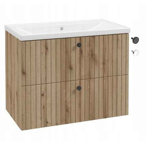 Koupelnová skříňka s umyvadlem 80cm lamely praktická moderní rýhovaná