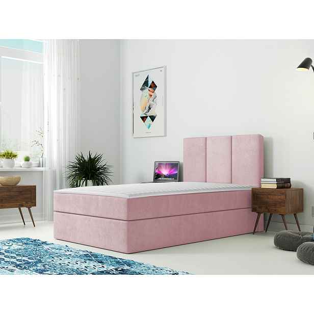 Moderní box spring postel Rest 100x200, levá, růžová Manila HELCEL