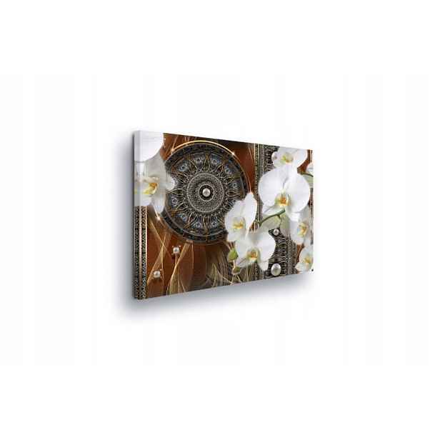 Obraz 80x60 Bílé orchideje mandala zlato lesk elegance klid luxus
