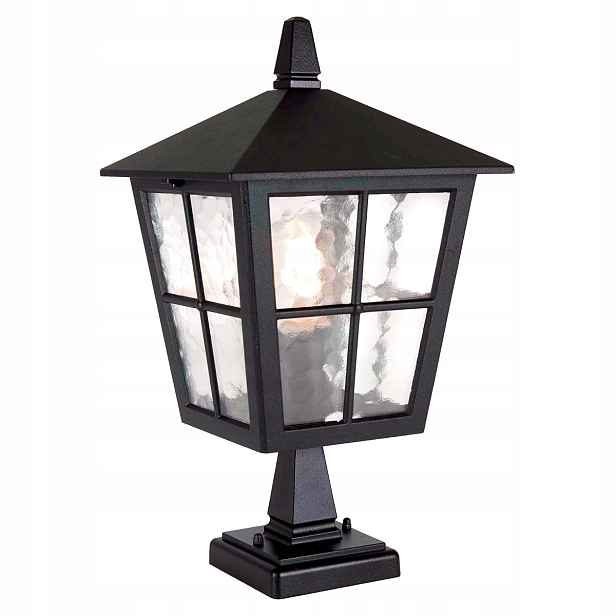 Stojací zahradní lampa venkovní lucerna černá ozdobná 38 cm Elstead