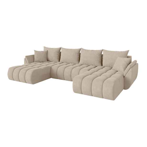 ALTDECOR SEDACÍ SOUPRAVA DO U s funkcí spaní a úložným prostorem TOKO-U-v1 378x194x86 béžová velur