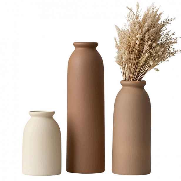 Keramické Vázy 3 Ks 26,7 18,6 12,6 CM Pro Květiny A Pampové Trávy