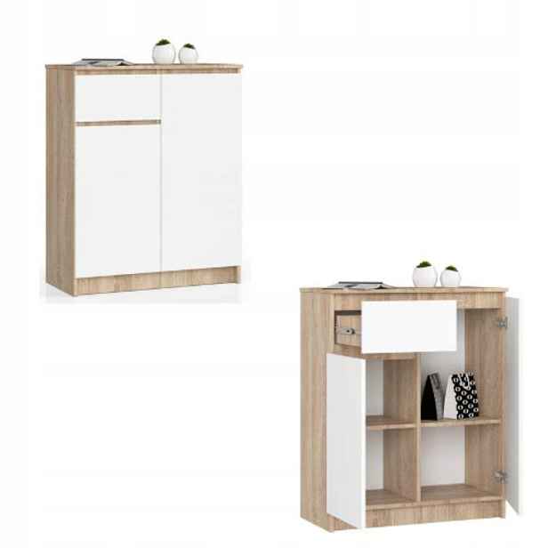 Komoda skříňka K80 2D 1SZ sonoma-bílá Akd