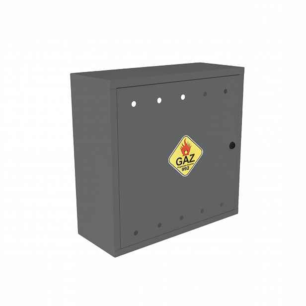 Plynová skříňka 60x60x25 cm antracit skříňka bez zadní části s plynovým ventilem, ocelová