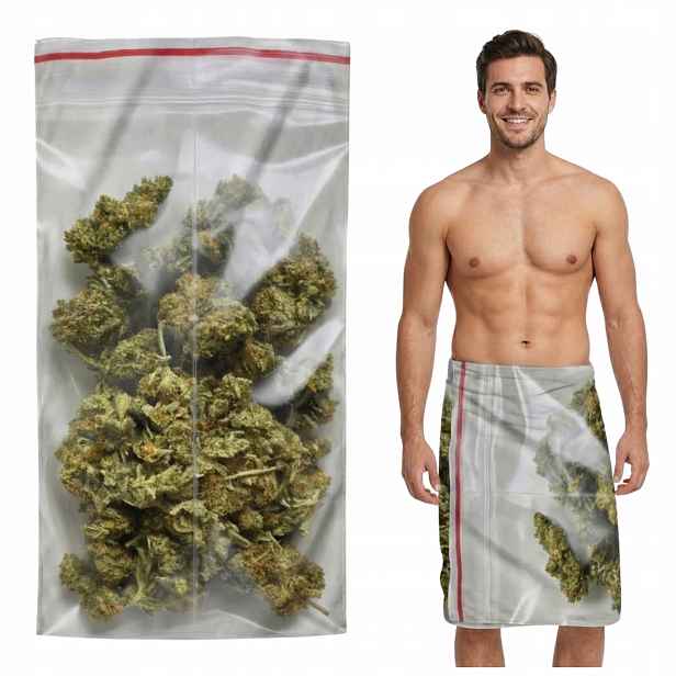 Koupelový ručník Marihuana Bylina 152x76 cm 3D vzor na pláž Bazén Dárek