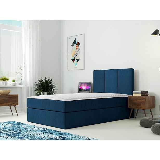 Moderní box spring postel Rest 100x200, levá, modrá Manila HELCEL