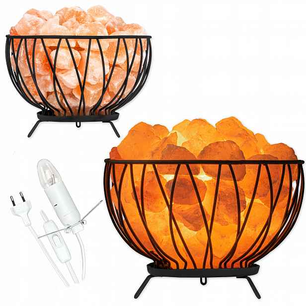 Solná lampa Himalájská kovový koš mísa ionizátor vzduchu VULCAN2