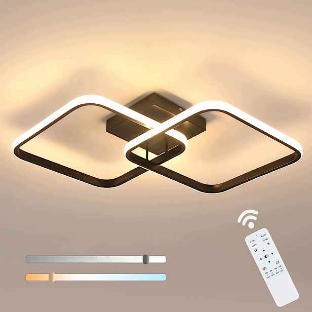 Stropní svítidlo černé závěsné Led lustr čtvercový moderní s dálkovým ovládáním 50W