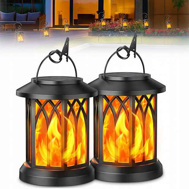 2x Led solární lampy, k zavěšení venku, solární lampy, dekorace