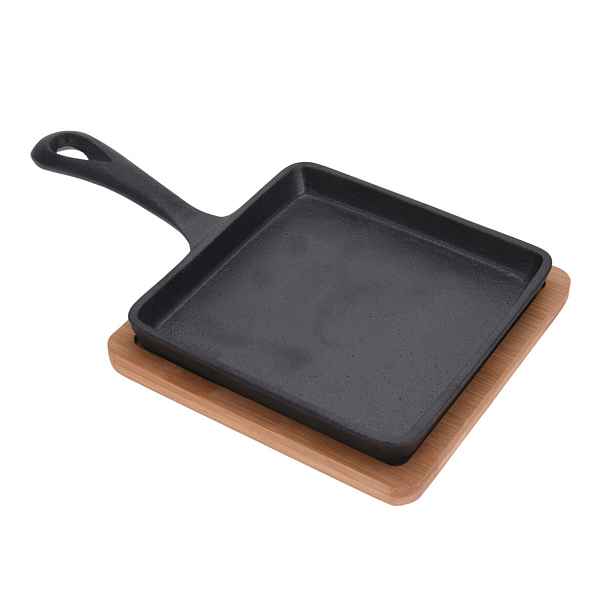 Excellent Houseware Sada litinové pánve a servírovací desky TROPE 24 cm černá