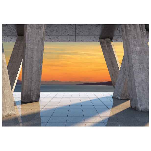 Fototapeta Beton Moře Hory Západ Slunce Minimalismus Loft 400x280 lepidlo