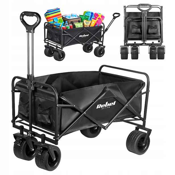 Skládací plážový transportní vozík zahradní s brzdou Rebel 150L 100kg
