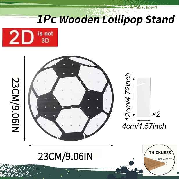 TEMU 2D plochý - 2D fotbalový umělý stojan na lízátka s fotbalovou základnou, vhodný pro domácnost, narozeninové oslavy, dekorace na stůl, fotbalové