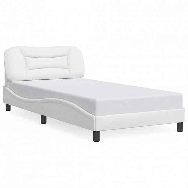 vidaXL Rám postele bez matrace Hvar bílý 100x200 cm umělá kůže